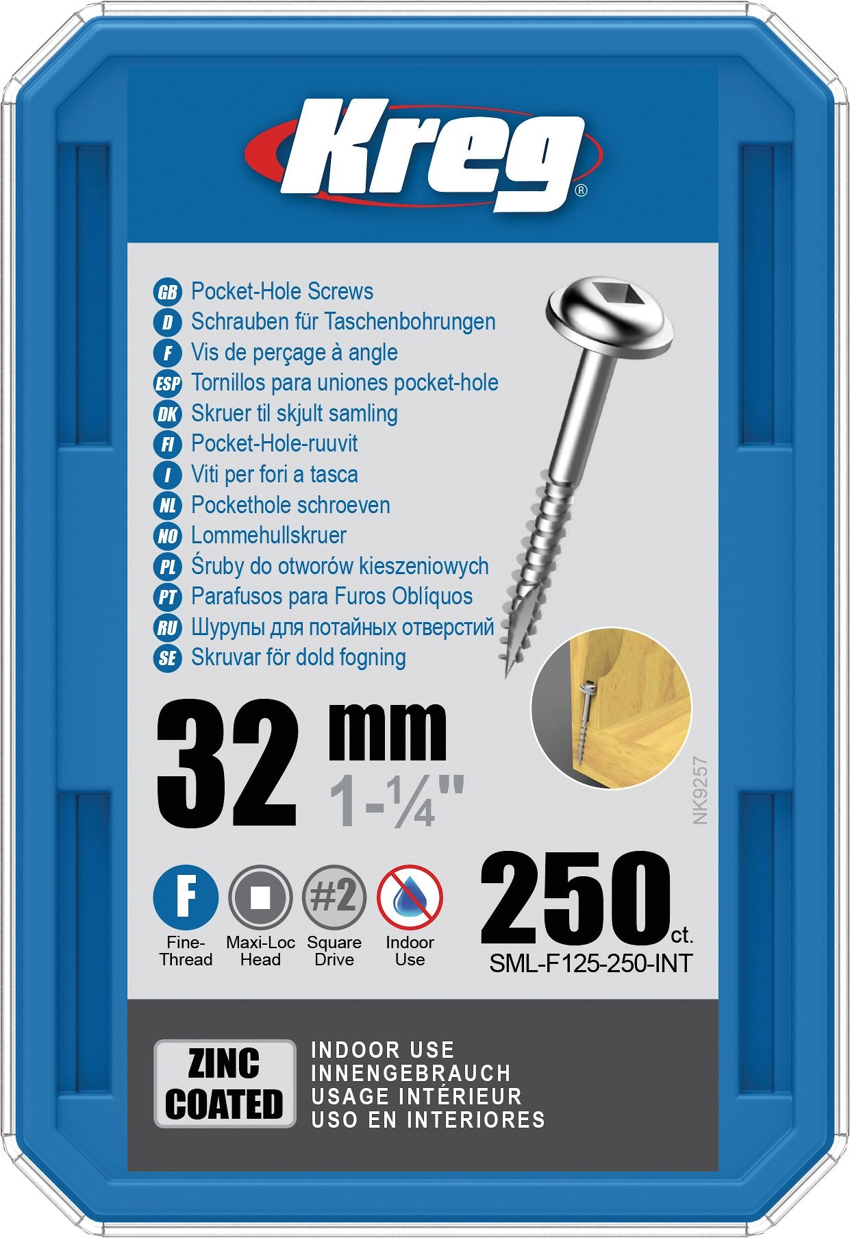 KREG Kreg Pocket-Hole Schrauben 32 mm, Verzinkt, Maxi-Loc, Feingewinde, 250 Stück KREG Kreg Pocket-Hole Schrauben 32 mm, Verzinkt, Maxi-Loc, Feingewinde, 250 Stück