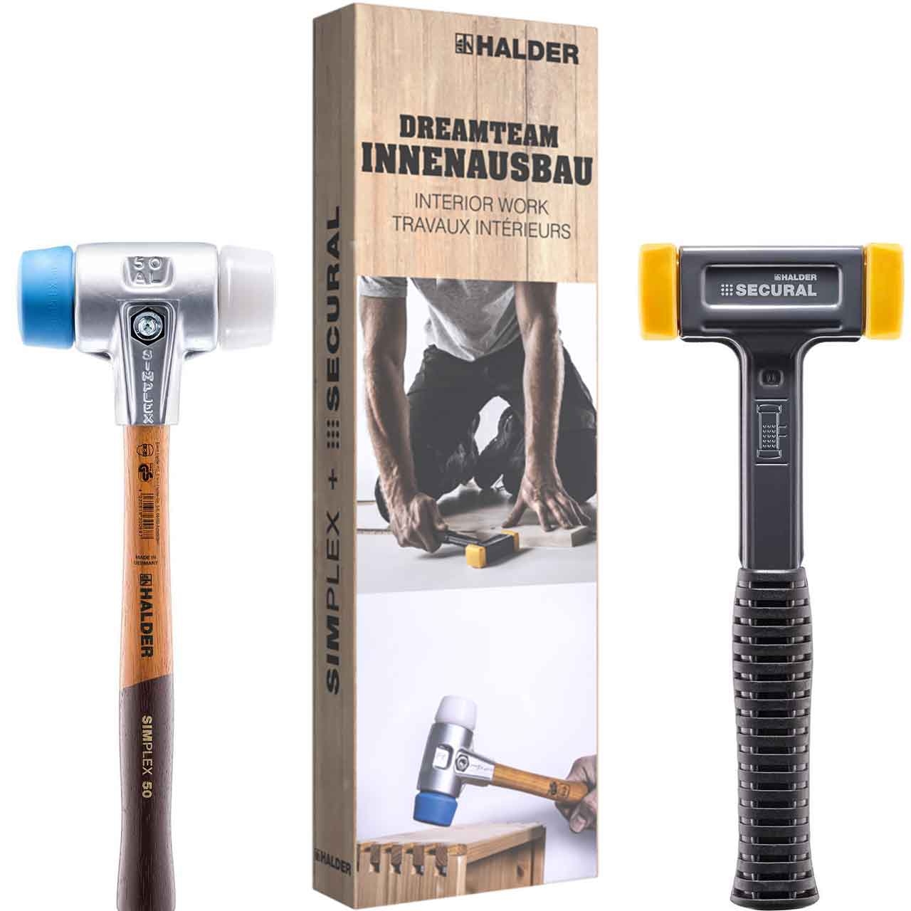 HALDER Aktionsbox "Dreamteam Innenausbau"SIMPLEX-Schonhammer, TPE-soft / Superplastik und SECURAL-Schonhammer