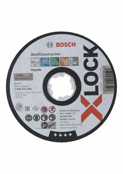 BOSCH X-LOCK Trennscheibe Multi Material 125 x 1 x 22,23, gerade