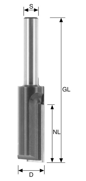 BRÜCK WP-Nut-Schaftfräser Z1 Typ 391 D=14mm,NL=30mm,S=8mm