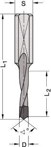 JSO HW-Dübelbohrer mit Zentrierspitze, 5x35x70mm, 10x30mm Schaft, links