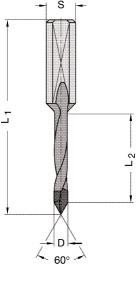JSO HW-Dübelbohrer für Durchgangslöcher, 5x35x70mm, 10x25mm Schaft, links