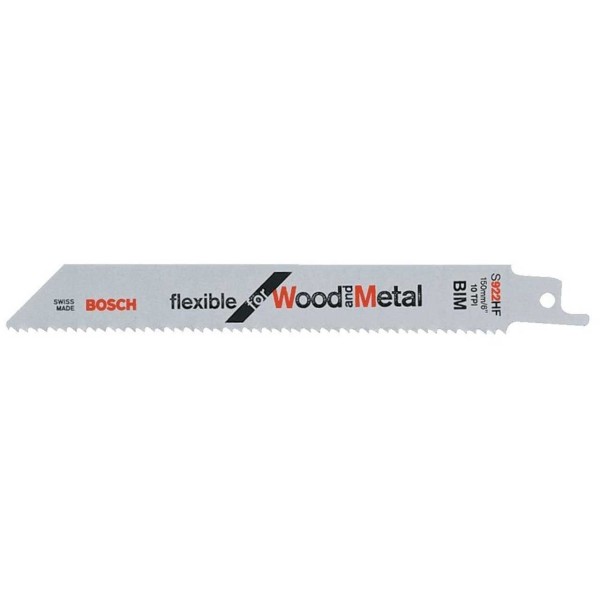 BOSCH Säbelsägeblatt S 922 HF, Flexible for Wood and Metal, 5er-Pack