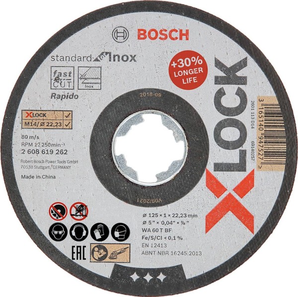 BOSCH X-LOCK Standard for Inox 125 x 1 x 22,23 mm Trennscheibe gerade