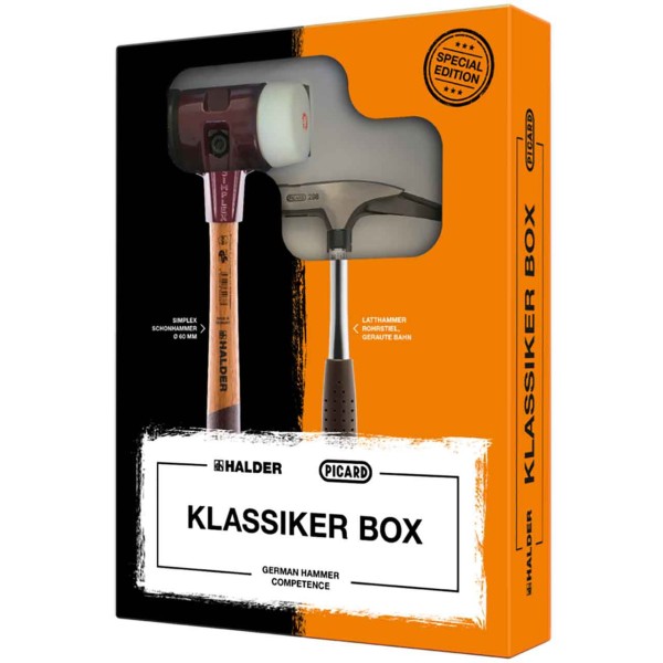HALDER Klassiker Box SIMPLEX-Schonhammer, Gummikomposition / Superplastik und PICARD Latthammer