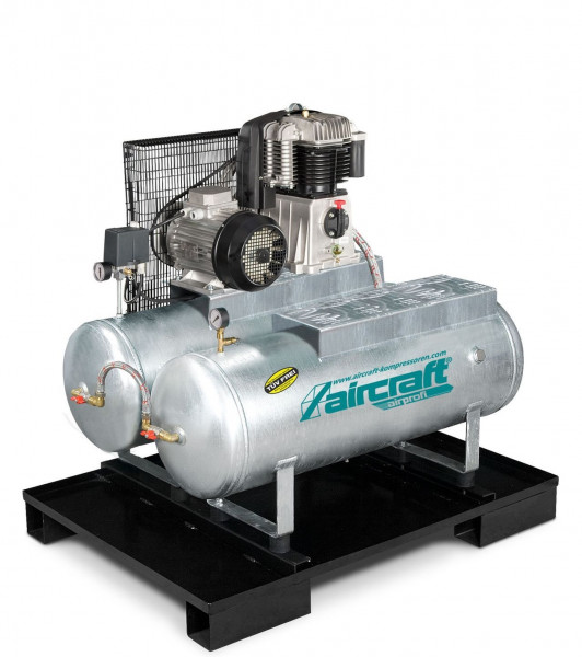 AIRCRAFT Stationärer Kolbenkompressor mit 2x 100 Liter-Druckluftbehältern AIRPROFI DUO 703/2x100/10