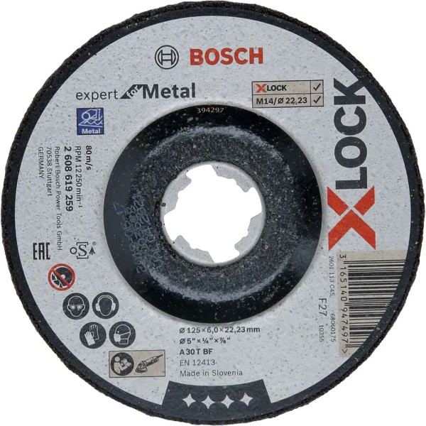 BOSCH X-LOCK Expert for Metal 125 x 6 x 22,23 Schruppscheibe gekröpft